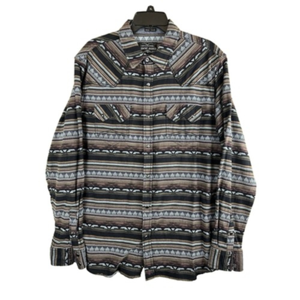 Cody James Shirt Mens L Aztec Print Western Snap Close RARE Unside Down Tag